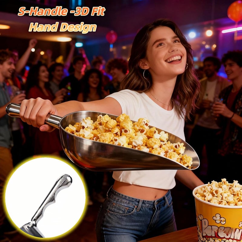 BUBBLE-FLY Ice Scoop, Heavy Duty Cast Aluminum, Ergonomic S-Curve Handle, Commercial Grade for Ice, Coffee, Popcorn, Flour, Sugar, Food-Grade & Rust-Proof Kitchen Tool (XL (38oz)) - Image 3